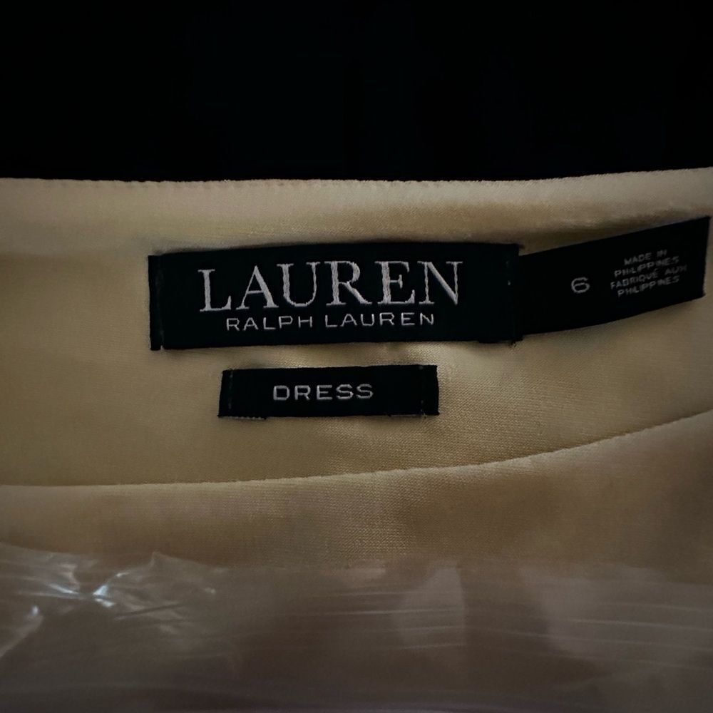 Lauren Ralph Lauren light yellow navy blue Dress SZ 6 - Picture 6 of 8